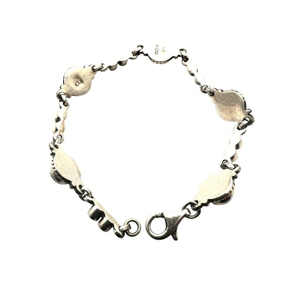 Purple Amethyst & Moonstone Gemstone Sterling Silver Bracelet 7 Inch 13 Grams - Picture 5 of 6